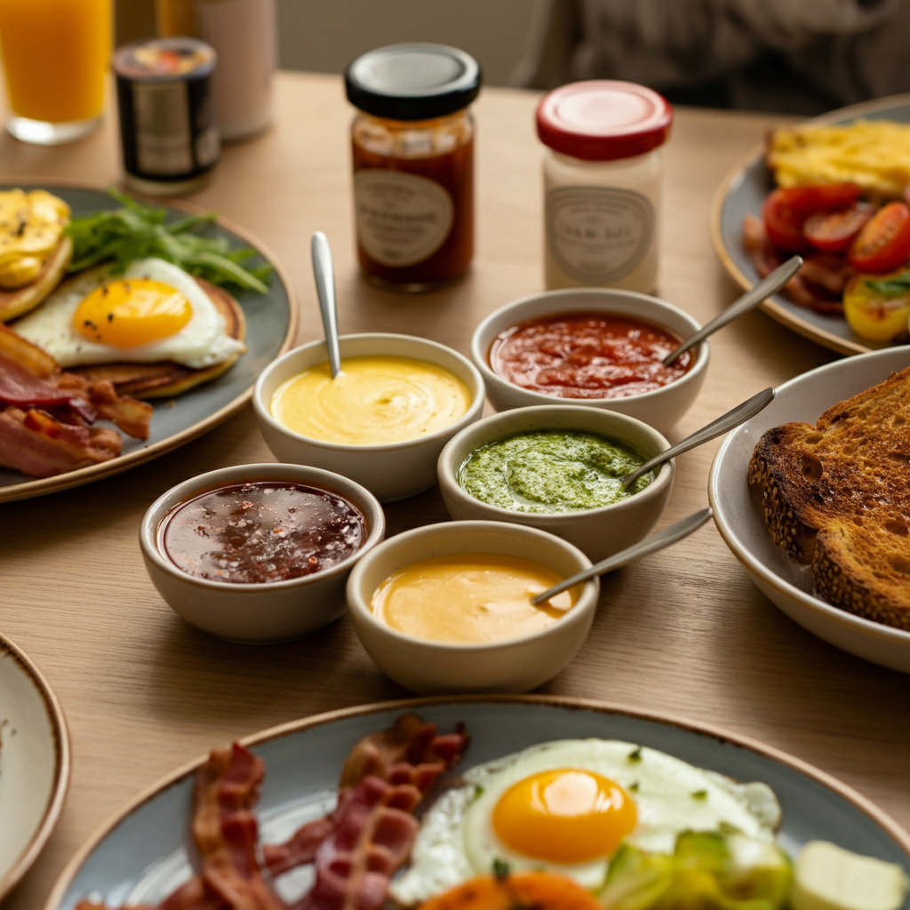 breakfast sauce, sauce, chilly sauce, creamy sauce, sugar sauce, juicy sauce, honey sauce, spicy sauce, savory sauce