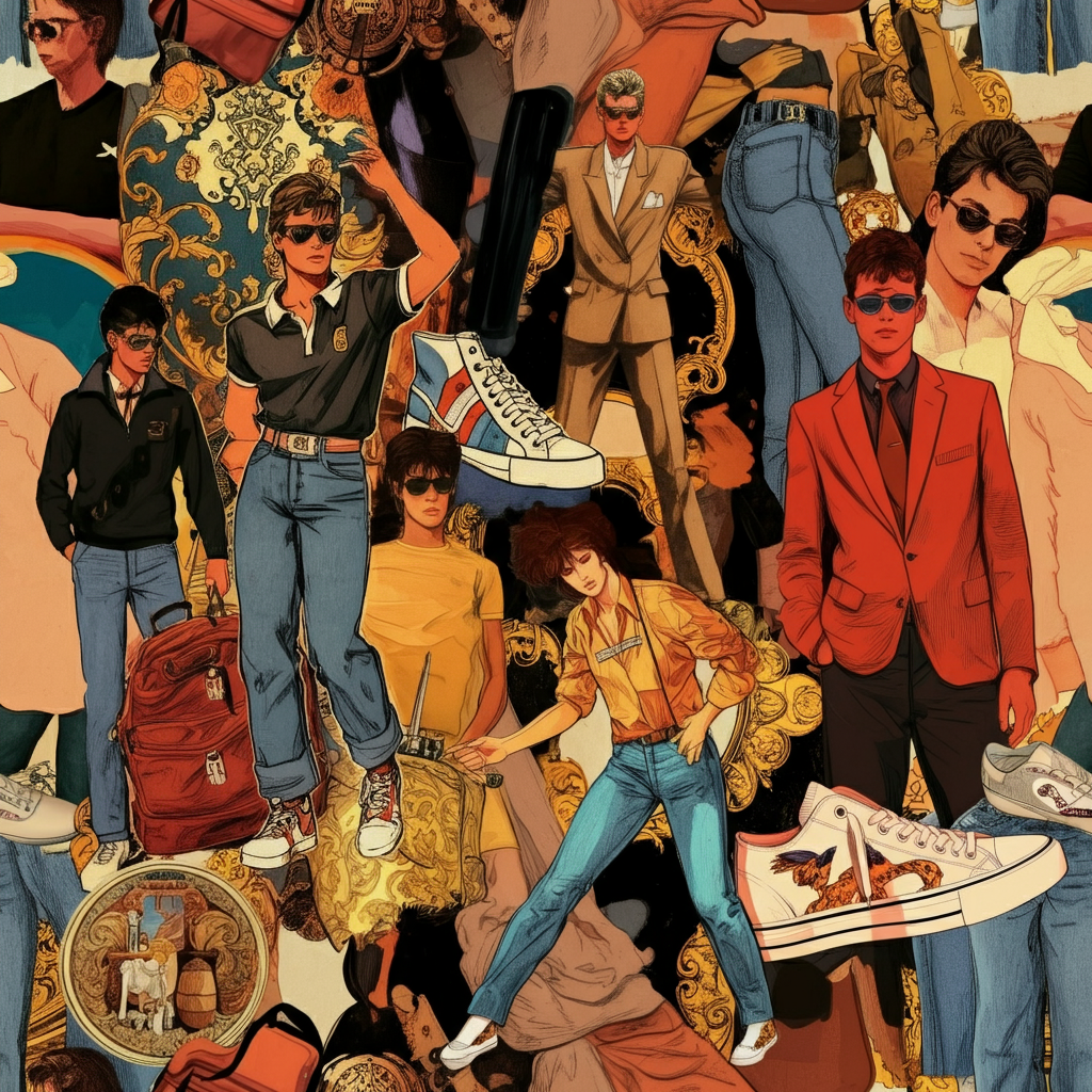 80s fashion brands, Calvin Klein, Ralph Lauren, Guess, Denim, Giorgio Armani, Street Wear, Casual Culture, Adidas, Vans, Levi's, Versace, Moschino,