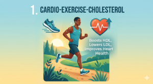 Woman doing cardio exercise on treadmill to lower cholesterol