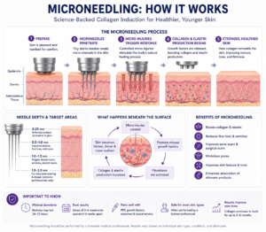 Before and after microneedling results demonstrating improved skin texture and reduced appearance of acne scars