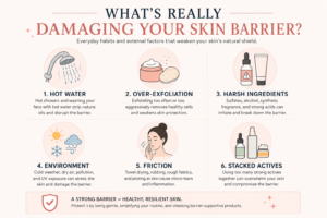 Common causes of skin barrier damage infographic