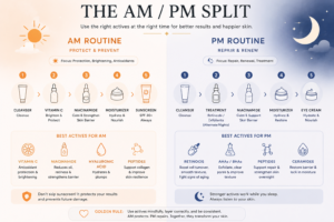 morning vs night active ingredients routine split