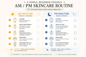 beginner AM PM skincare routine checklist