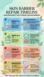 Skin barrier repair timeline infographic