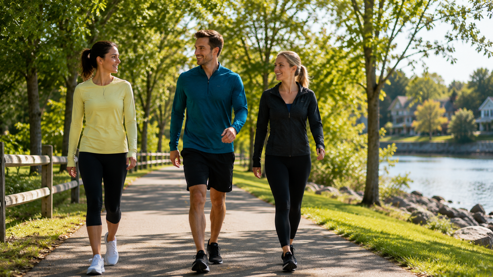 Person walking briskly on a park trail as a sustainable weight-loss exercise